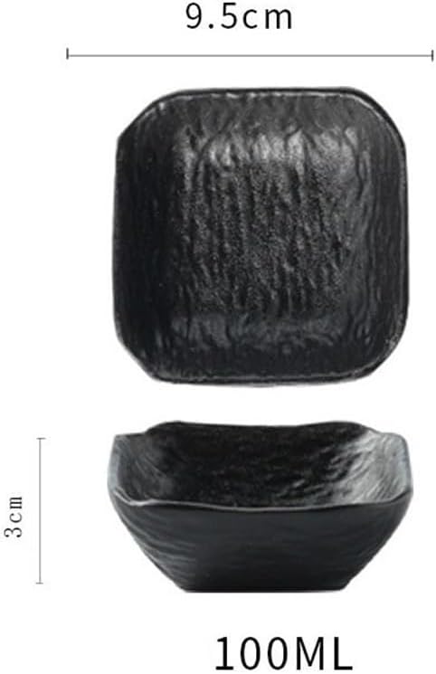 Appetizer Plates Stone Texture Square Sauce Dish Western Restaurant Dip Small Bowl Ceramic Restaurant Dip Flavor Dish for Condiment(Black)