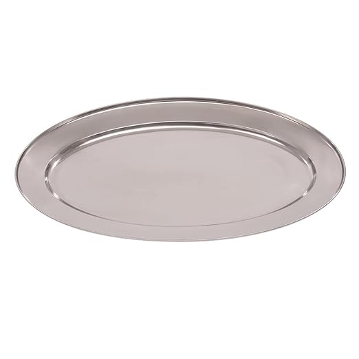 Olympia Oval Serving Tray with Wide Raised Rim Made of Stainless Steel - 560mm
