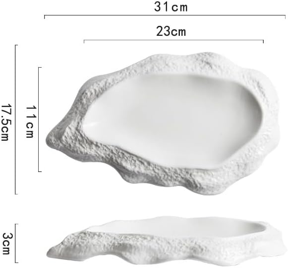 Modern Large Dinner Plates 12-inch White Ceramic Kitchen Appetizer Plate Creative Special-shaped Oyster Shape Tableware Home Pasta Commercial Dessert Stackable Dinner Plates
