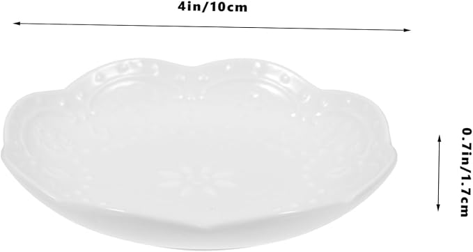 2pcs Ceramic Sauce Dishes Dipping Bowl Embossed Porcelain Appetizer Plates White Style