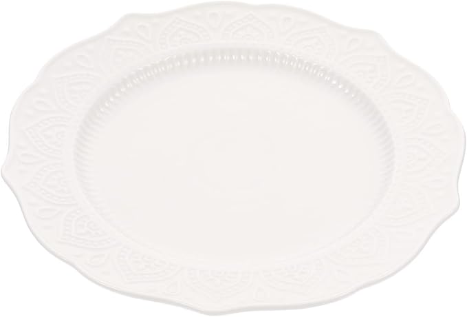 PRETYZOOM Vintage French Style Ceramic Food Serving Plate Elegant Porcelain Dish for Western Cuisine for Snacks Appetizers and Artistic Photography