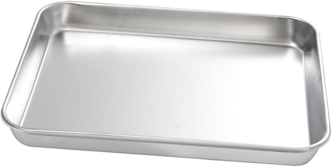 Cabilock Stainless Steel Rectangular Serving Tray 430 Food Storage Plate Flat Bottom Design for Restaurants and Hotels Silver Cooking Tray for Appetizers and Desserts