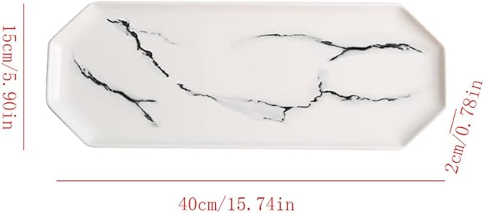 SONGCHAO Party Supplies Serving Plate Serving Plate Tray Marble Rectangular Sushi Plate Ceramic Flat Plate Tray Western Plate Hotel Restaurant Tableware Party Plates