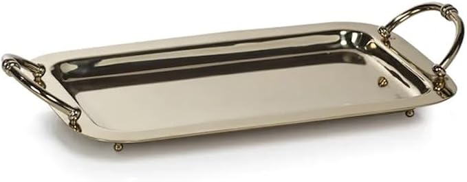 Zodax Stainless Steel and Brass Bar or Serving Trays in Polished Gold and Silver | Manetta Polished Gold - Medium
