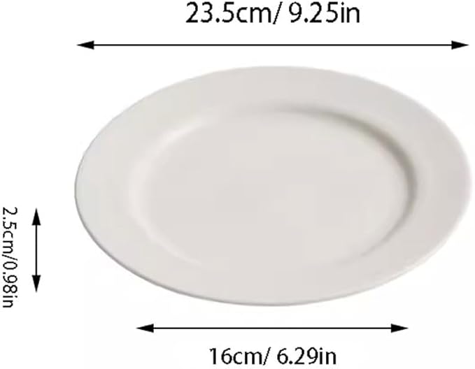 Kitchen Plates White Steak Plate Ceramic Dinner Plate Home Round Western Shallow Plate Salad Plate Serving Tray Dessert Plate Restaurant Plates(23.5cm)
