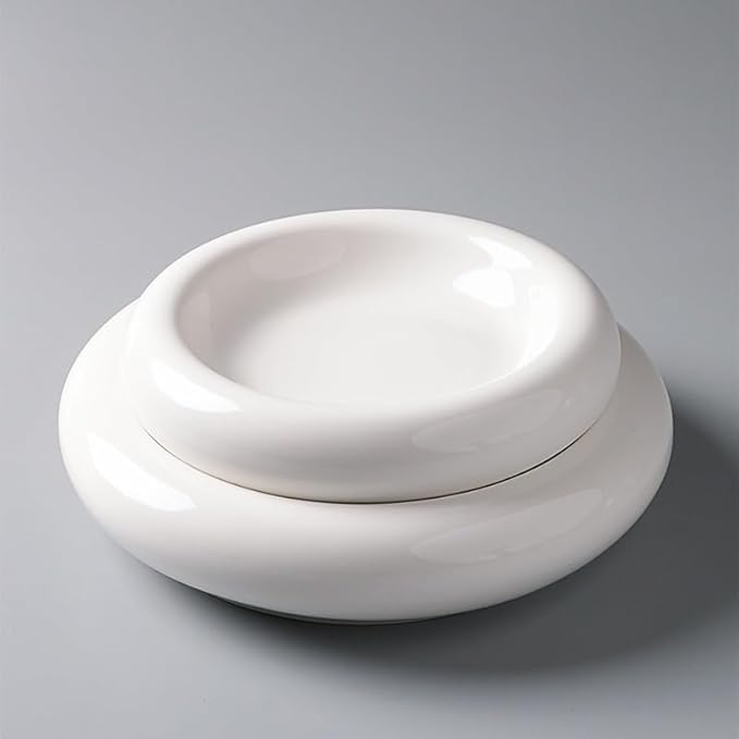 Kitchen Plates Creative Western Cold Dishes Dessert Pure White Round Three-dimensional Ceramic Concave Tableware Plate, Suitable For Cakes And Appetizers Restaurant Plates(10in)