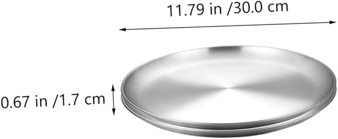 PRETYZOOM 2pcs Elegant Round Bbq Plate Stainless Steel Pizza Serving Trays Storage Plate for Family Gatherings