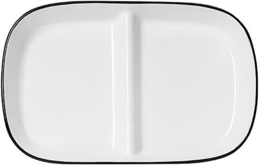 LiuLiuQiQi Porcelain Healthy Eating Plate, Diet Dinner Plate with 2 Compartment, Portion Control Plates for Adults Weight Loss