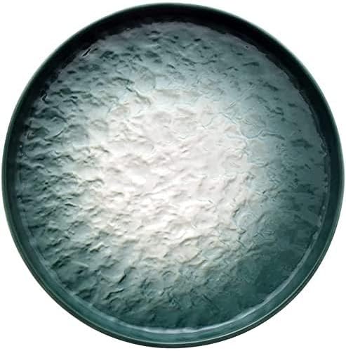 Ceramic Dinnerware Set, 11 PCS White Gradient Porcelain Combination, Bump Surface Design Green Plates Set for Family Party,Green,