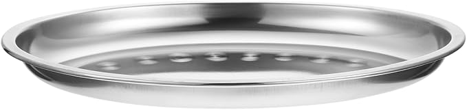 Cabilock 11.8 Inch Stainless Steel Oval Steamer Plate for Fish Cooking - Thickened Metal Serving Tray for Seafood Meat Dessert Fruit - Oven Safe Steaming Dish
