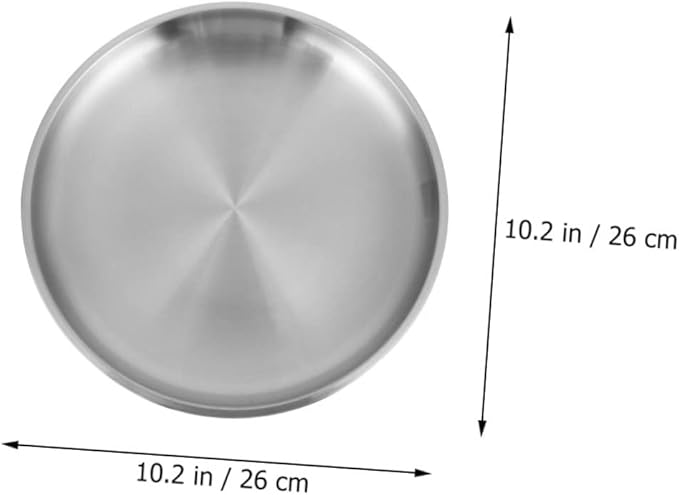 GLEAVI 1pc Thickened Round Plate Stainless Steel Serving Tray Fruit Tray Lid Non-Slip Design Modern Kitchen Accessory