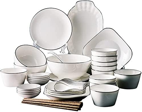 Table Service Crockery Set 50 Piece White Dinnerware Set,Ceramic Plates and Bowls Sets,High Temperature Firing