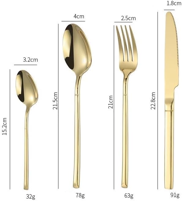 Stainless Steel Flatware serving set,Home Kitchen Eating Tableware Set,Dishwasher Safe,For Home Kitchen Restaurant Hote 24-piece Stainless Steel Cutlery Set Thickened Knife, Fork And Spoon(Gold)(Gold)