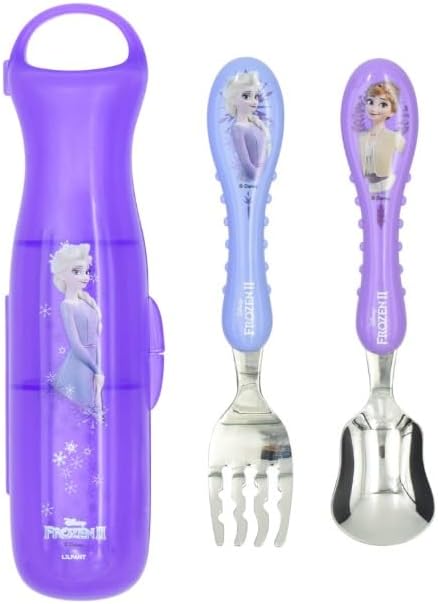 Cute Easy Grip Frozen Elsa Fork and Spoon Flatware Set with Case