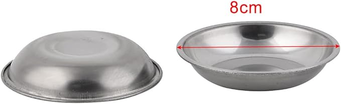 uxcell Stainless Steel Household Round Shaped Soy Dish Bowl 8cm Dia 4 PCS