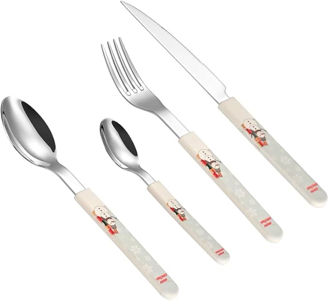 Stainless Steel Flatware serving set,Home Kitchen Eating Tableware Set,Dishwasher Safe,For Home Kitchen Restaurant Hote 4/16/24 Pieces Silicone Stainless Steel 304 Cutlery, Forks And Spoons Set Christ