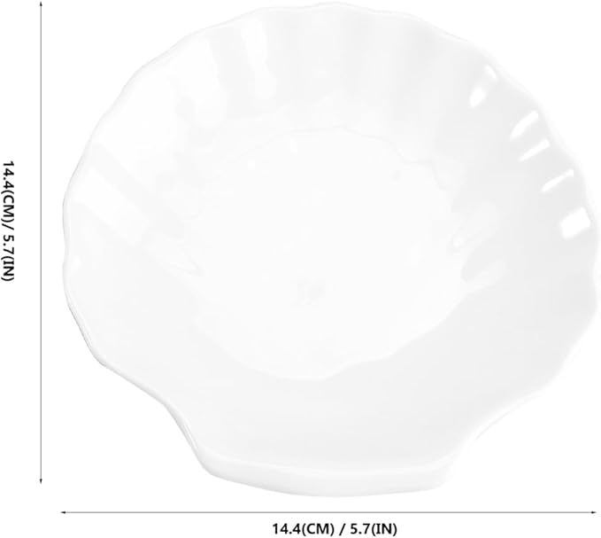 Cabilock 2pcs Ceramic Shell Appetizer Plates, 6 Inch White Scallop Shaped Small Serving Plates for Desserts Salad Snacks Sushi Fruit, Elegant Serving Dish Tableware for Home Use