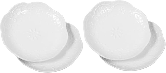 GLEAVI 2sets Ceramic Dipping Dishes Elegant Seasoning Plates for Sauces Appetizers and Desserts Stackable Design for Home Parties Weddings and Celebrations 2pcs*2