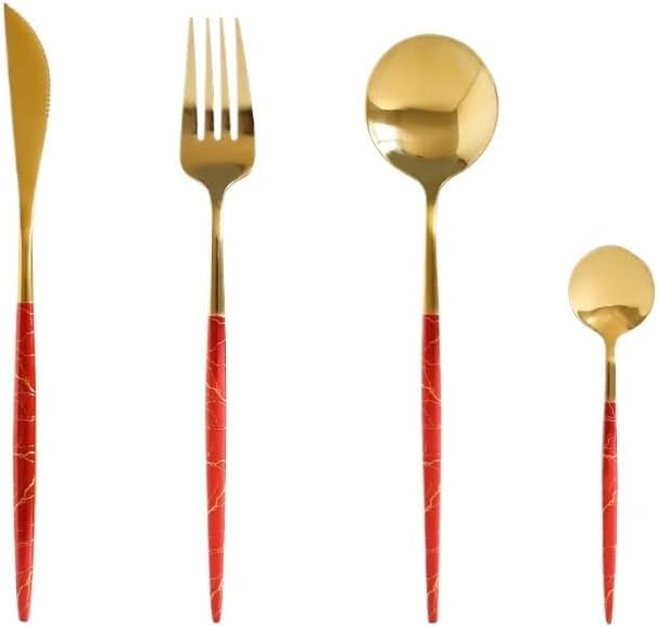 Stainless Steel Flatware serving set,Home Kitchen Eating Tableware Set,Dishwasher Safe,For Home Kitchen Restaurant Hote 4/16/24/32 Pieces Stainless Steel Tableware Creative Polka Dot Hotel Home Main M