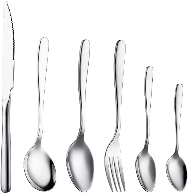 Stainless Steel Flatware serving set,Home Kitchen Eating Tableware Set,Dishwasher Safe,For Home Kitchen Restaurant Hote 11-piece Stainless Steel Table Knife, Fork And Spoon Household Cutlery Spoon Set