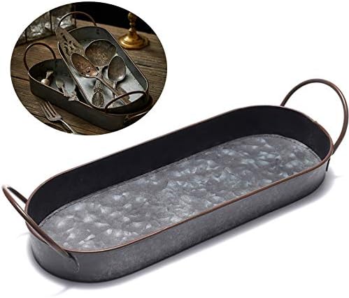 VALINK Vintage Style Metal Serving Tray Basket French Country Dishes Shabby Rustic Home Decoration Food Storage Organizer