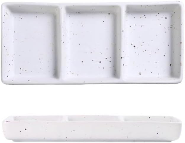Appetizer Plates Ceramic Sauce Dish Sushi Plate Divide Meals Trays Beauty Flow Color Porcelain Tableware for Condiment(White)