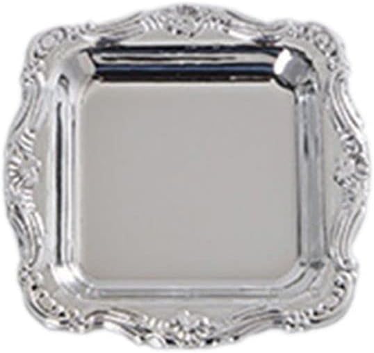 10Pcs Plastic Trays Mini Storage Tray Fruit Plate Jewelry Display Plastic Tray Party Sushi Plate(Silver)