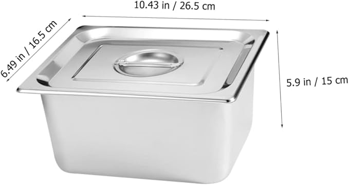 STOBAZA Stainless Steel Buffet Serving Tray with Lid Rectangular Food Pan for Catering Sturdy Kitchen Food Holder for Parties and Restaurants