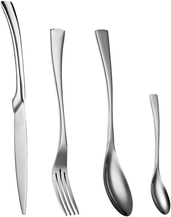 Stainless Steel Flatware serving set,Home Kitchen Eating Tableware Set,Dishwasher Safe,For Home Kitchen Restaurant Hote 4/16/24/32/40/48 Pieces Stainless Steel Knife, Fork And Spoon Tableware Fishtail