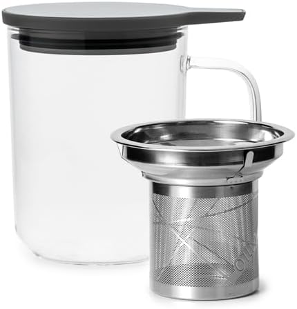 Glass Tea Cup with Infuser and Lid & Stainless Steel 400ml, Premium Borosilicate Tea Mug & Stainless Steel Filter, Heat-Resistant Brewing Set for Tea Lovers (Gift Ready Packaging)