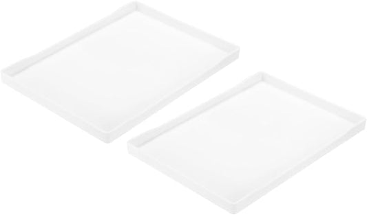 uxcell 2Pcs Serving Tray Small White Mini Tray 9" x 12" Plastic Rectangular Wooden Serving Trays Decorative Ottoman Platter for Breakfast Kitchen Bathroom