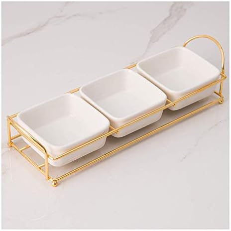 Ceramic Dinner & Appetizer Plates Set - Stylish Fruit Platter & Dried Fruit Tray, Perfect Snack Plate for Living Room, Includes Grid Bowl & Shelf for Easy Serving