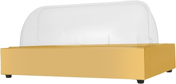 Ice Food Serving Display Tray, 3L/3.17Qt Stainless Steel Buffet Cold Serving Cooler Platter, Cooling Food Dishes Display Plate Case with Clear Cover for Salad, Fruit, Dessert