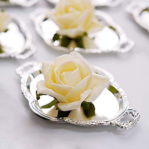 12 Silver 4.5 in Long Metallic Mini Oval Trays Favor Holders Wedding Party Events Home Accessories Decorations Supplies