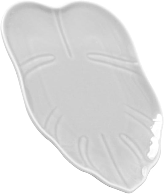 Ceramic Leaf-shaped Serving Plate for Appetizers and Desserts Versatile Food Storage Dish for Parties Breakfast and Snacks White Easy to Clean