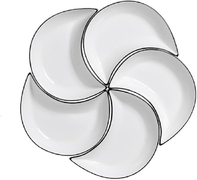5pcs Porceline Serving Trays and Platters Ceramic Divided Serving Dishes Set Large White Decorative Appetizer Food Sushi Snacks Nuts Curry