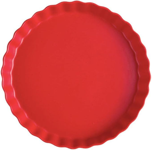 Mobestech 10-inch Red Ceramics Plate Simple Sushi Plate Chic Italy Noodles Household Tableware for Home Dining