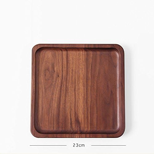 Winterworm Rustic Walnut Wooden Tray Solid Wood Serving Tray Square Rectangle Platter Tea Tray Coffee Table Tray (Square Large (9 x 9 inch))