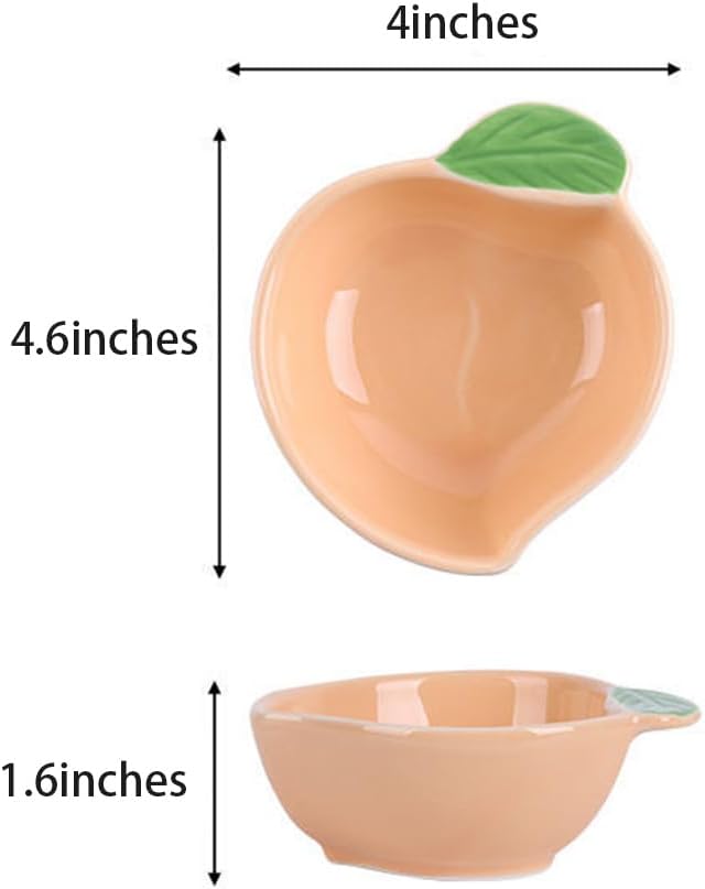 4pcs Ceramic Appetizer Plates Peach Shape Side Dishes Seasoning Plates