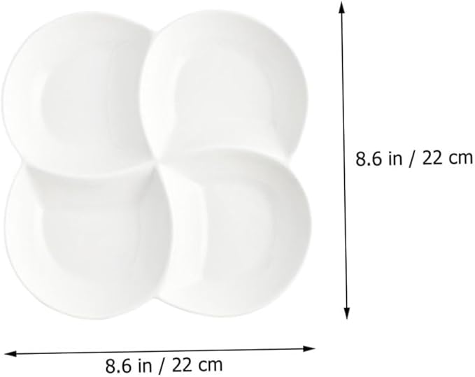 Ceramic 4-Compartment Serving Tray Snack Fruit Plate for Parties Dishwasher Safe Food Plate for Appetizers and Desserts