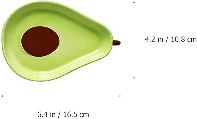 BESTOYARD Avocado Shape Ceramic Appetizer Plate 6.49X4.25 Inch Snack Dish for Serving Fruits Salads Desserts Tableware for Kitchen Dining Entertaining