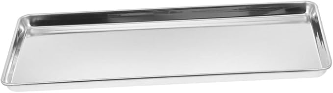 GLEAVI Stainless Steel Dinner Plate Rectangular Food Serving Tray for Home Banquets Lightweight and Non Stick Kitchen Storage for Parties and Family