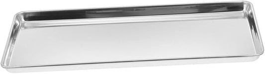 GLEAVI Stainless Steel Dinner Plate Rectangular Food Serving Tray for Home Banquets Lightweight and Non Stick Kitchen Storage for Parties and Family