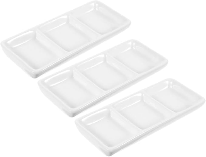 4Pcs Ceramic Serving Platter Compartment Sauce Dishes for Condiments Appetizers and Portions for Parties Gatherings and Everyday Use