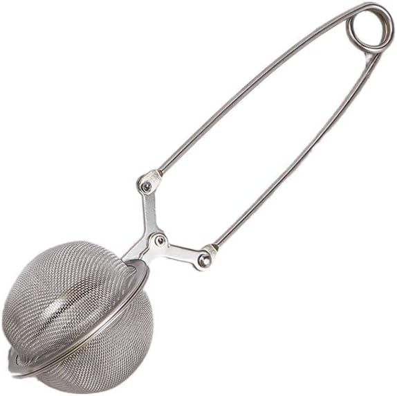 Silver Snap Ball Tea Strainer with Handle,Tea Strainer Ball Stainless Steel Tea Infuser Filter for Loose Leaf Tea Spices Seasonings Kitchen and Dining (Large)