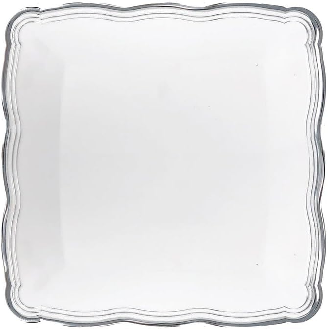 's Aristocrat Collections:12 X 12 inches Square Serving Trays White & Silver Border: BPA Free for All Occasions: 12CT