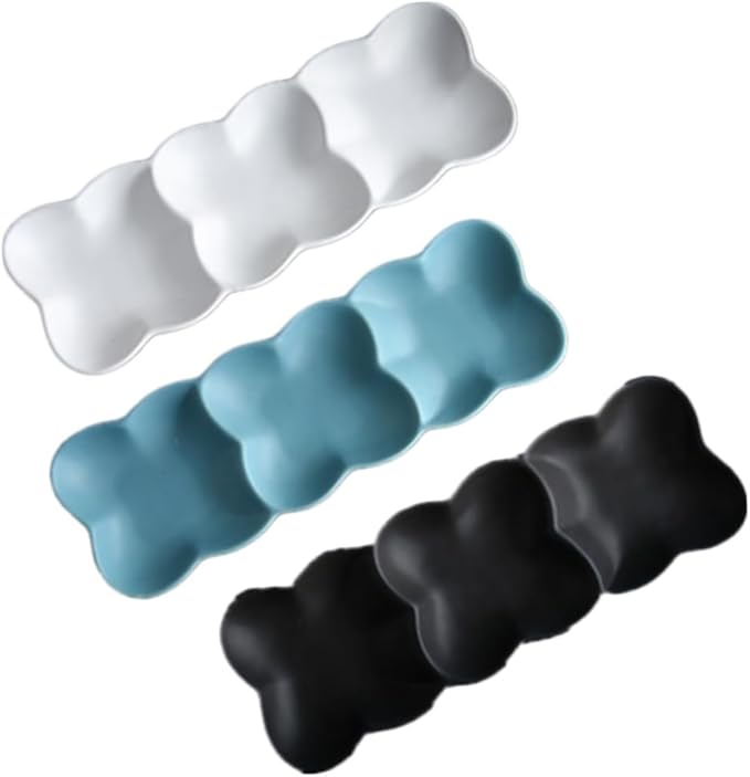 PRETYZOOM Ceramic Snack Serving Tray Nordic Style Appetizer Plate with Three Grids for Dips Condiments and Snacks White Dish for Gatherings and Everyday Use