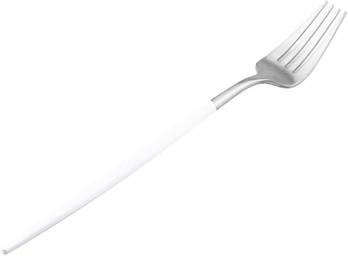 Gugrida White Silver Flatware, Royal 5-Piece Matte White Handle 18/10 Stainless Steel Tableware Sets for 1 Including Forks Spoons Knives, Camping Silverware Travel Utensils Set Cutlery (White Silver)