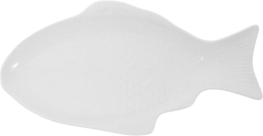 VALICLUD Creative Fish Shaped Ceramic Plate White Multi Function Snack Serving Dish for Home Dining Restaurant Party Use