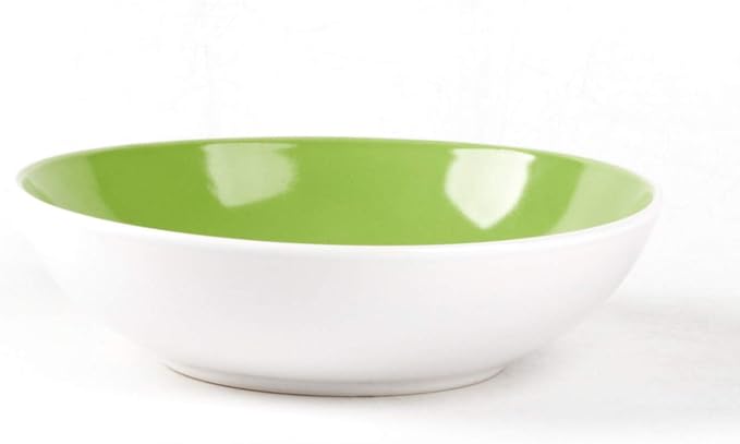 Stoneware Coupe Shape 12pc Dinnerware Set, Outside White + Inside Bamboo